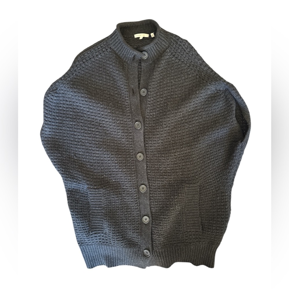 Women’s Charcoal Gray Sleeveless Button-Up Sweater, size M